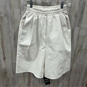 NWT Storets Aspen Pleather Bermuda Pants Pull On Ivory